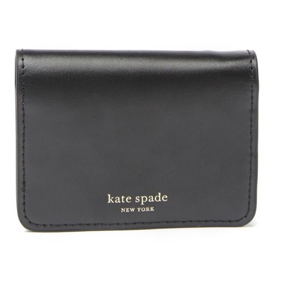 Kate Spade NWOT Nadine Slim Bifold Card Holder Wallet  + Key Ring- Black & Pink - Picture 7 of 9